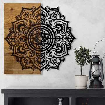 Wall decoration 59x58 cm mandala wood/metal