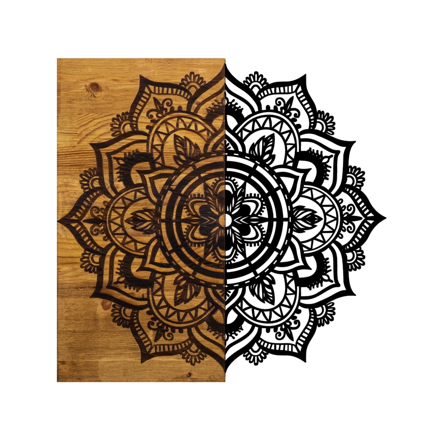 Wall decoration 59x58 cm mandala wood/metal