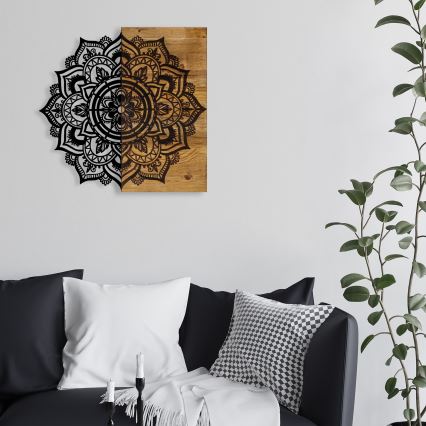 Wall decoration 59x58 cm mandala wood/metal