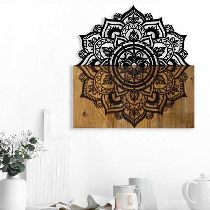 Wall decoration 59x58 cm mandala wood/metal