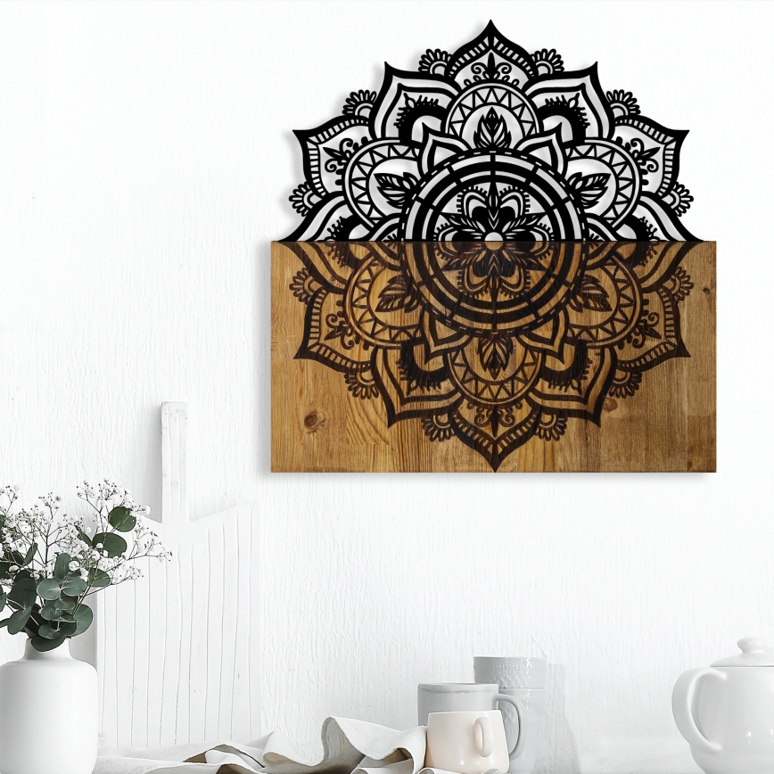 Wall decoration 59x58 cm mandala wood/metal
