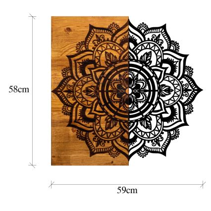 Wall decoration 59x58 cm mandala wood/metal