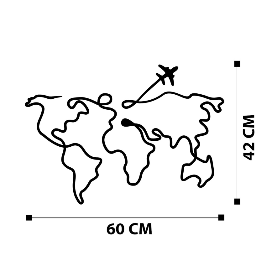 Wall decoration 60x42 cm map metal