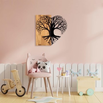 Wall decoration 60x58 cm tree wood/metal