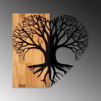 Wall decoration 60x58 cm tree wood/metal