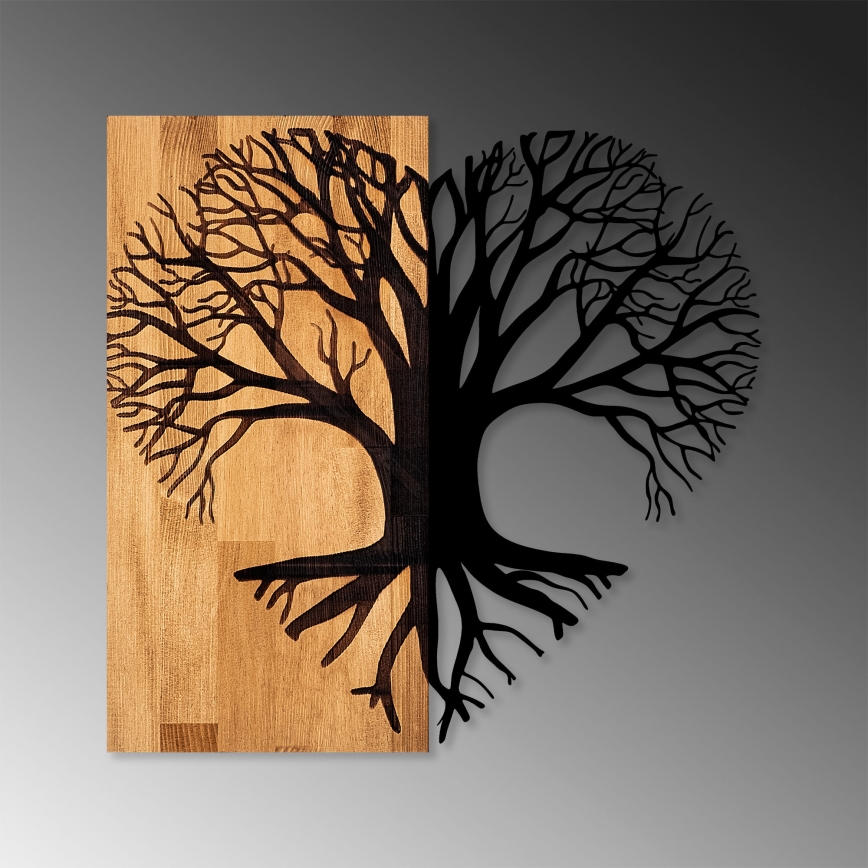 Wall decoration 60x58 cm tree wood/metal