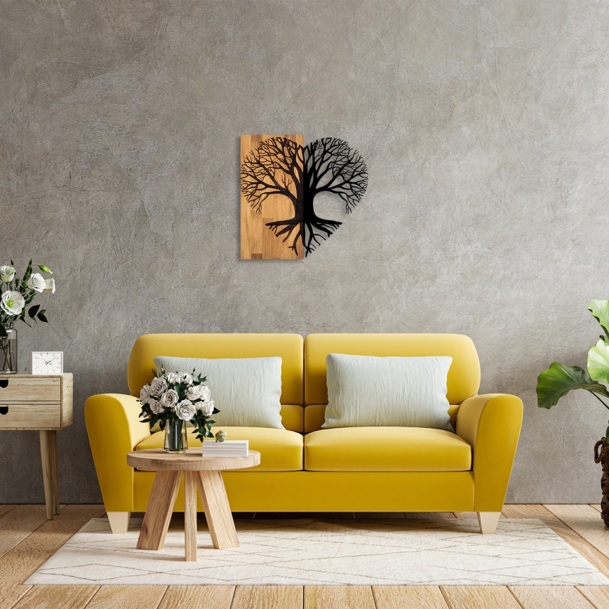 Wall decoration 60x58 cm tree wood/metal