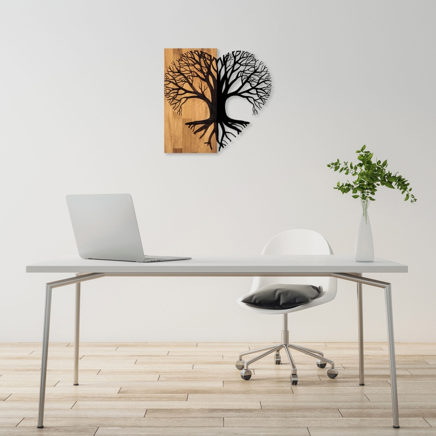 Wall decoration 60x58 cm tree wood/metal