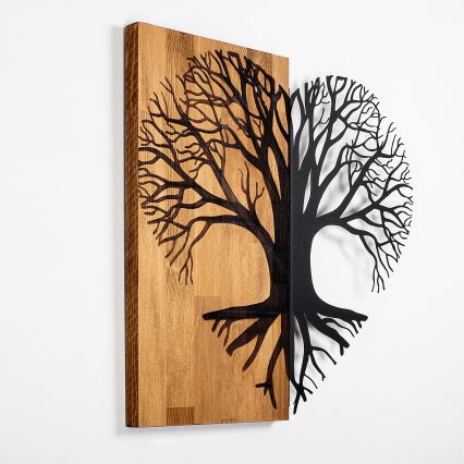 Wall decoration 60x58 cm tree wood/metal