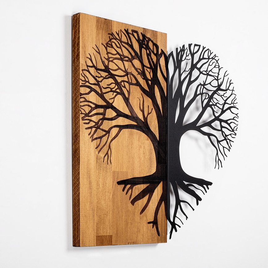 Wall decoration 60x58 cm tree wood/metal