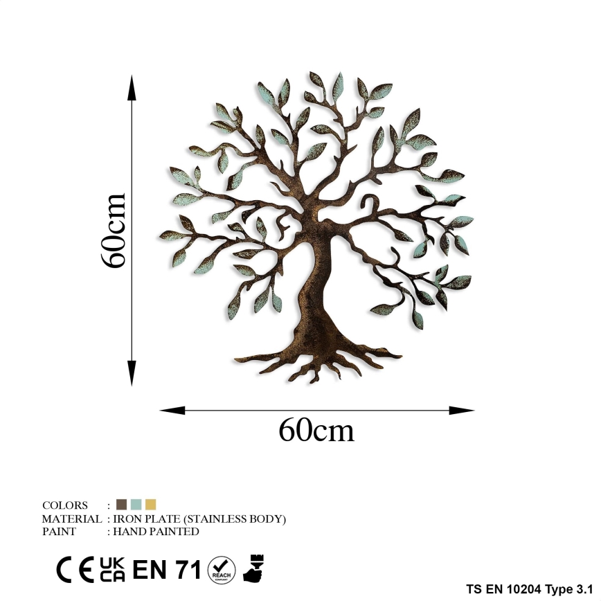 Wall decoration 60x60 cm tree metal