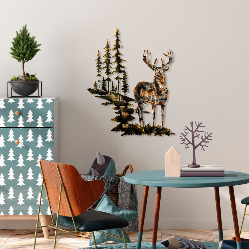 Wall decoration 65x79 cm deer metal