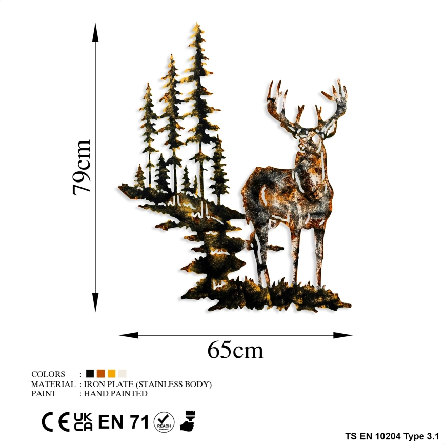 Wall decoration 65x79 cm deer metal