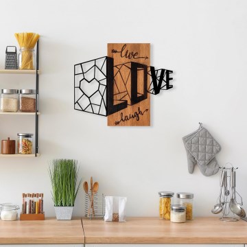 Wall decoration 68x58 cm love wood/metal