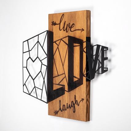 Wall decoration 68x58 cm love wood/metal
