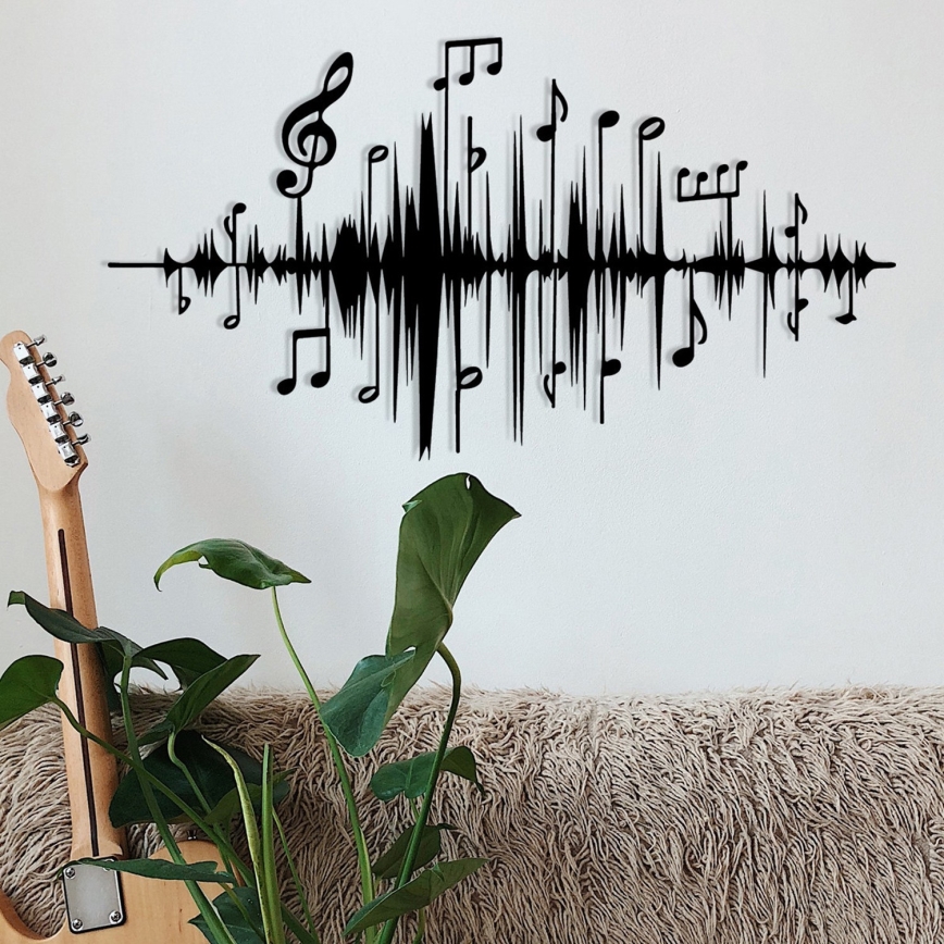 Wall decoration 69x37 cm notes metal
