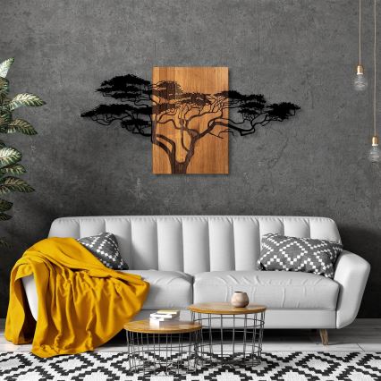 Wall decoration 70x144 cm tree wood/metal