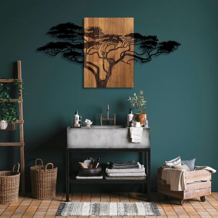 Wall decoration 70x144 cm tree wood/metal