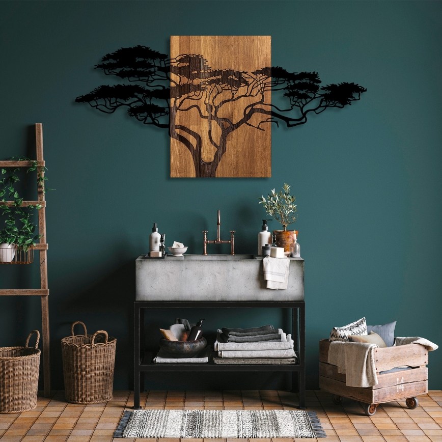 Wall decoration 70x144 cm tree wood/metal