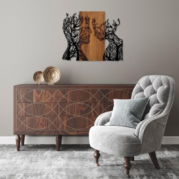 Wall decoration 70x58 cm trees of life wood/metal