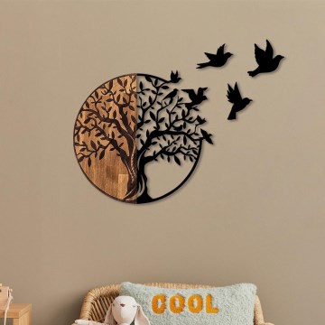 Wall decoration 71x92 cm tree wood/metal