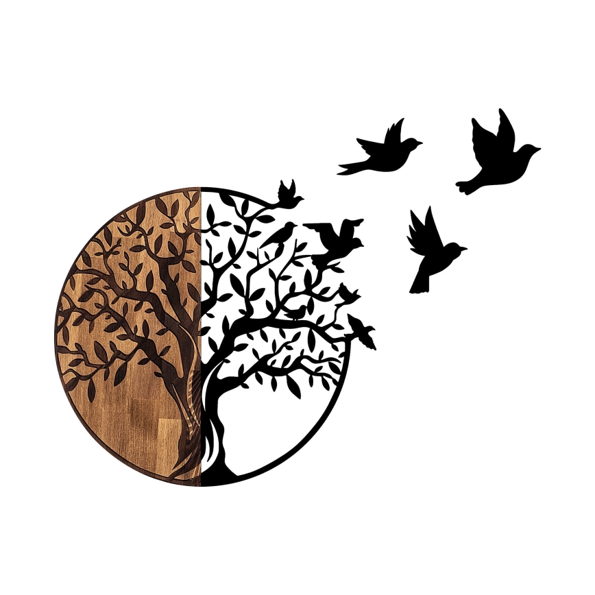 Wall decoration 71x92 cm tree wood/metal