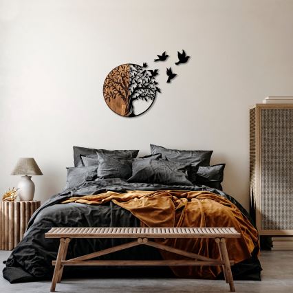 Wall decoration 71x92 cm tree wood/metal