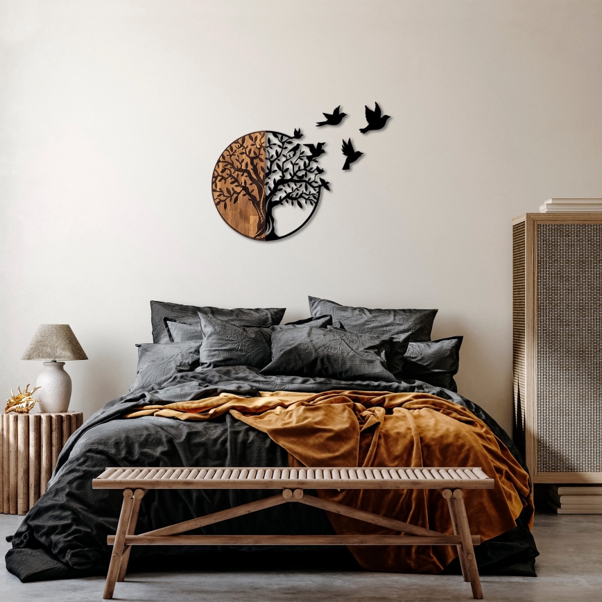 Wall decoration 71x92 cm tree wood/metal