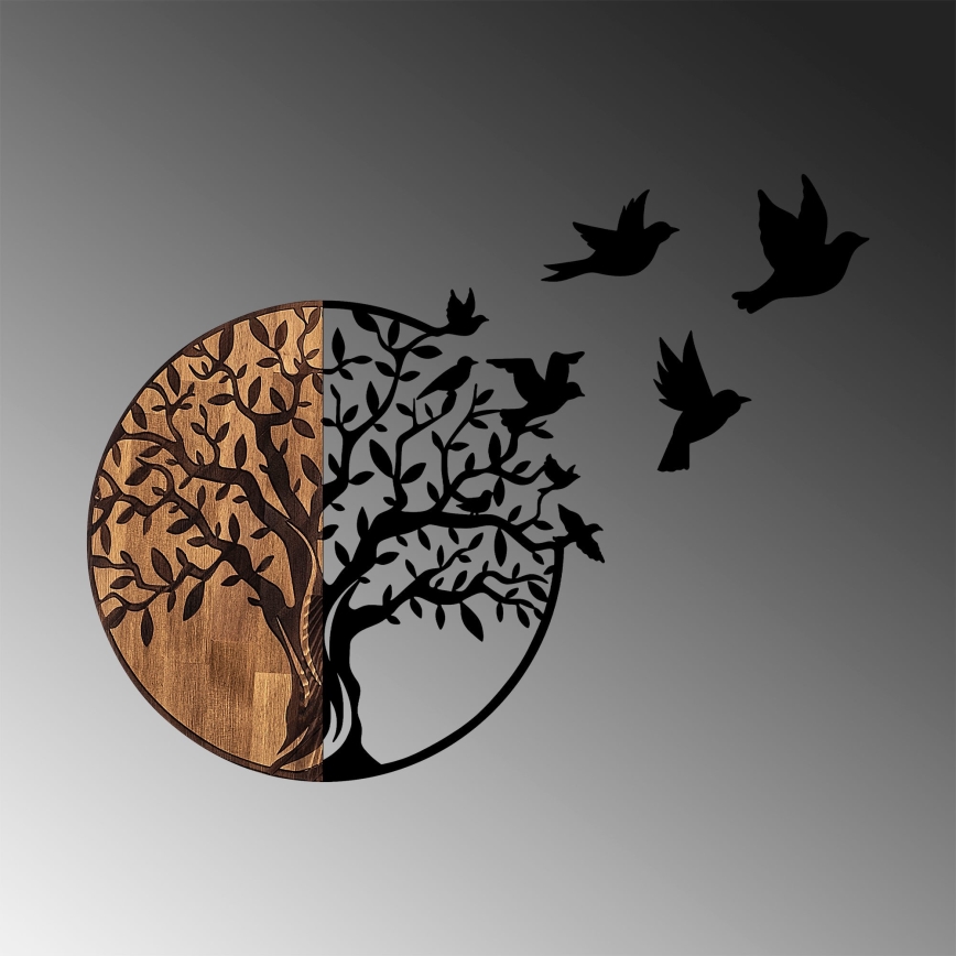 Wall decoration 71x92 cm tree wood/metal