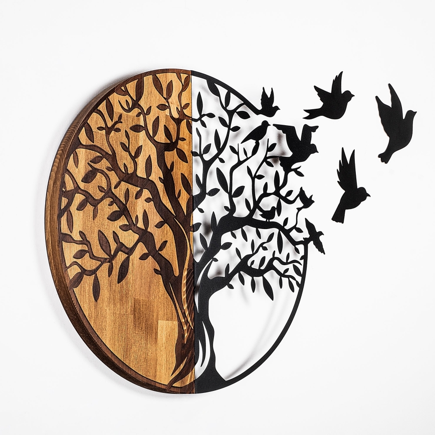 Wall decoration 71x92 cm tree wood/metal