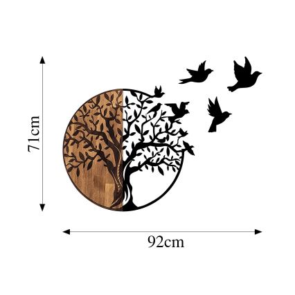 Wall decoration 71x92 cm tree wood/metal