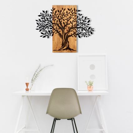 Wall decoration 72x58 cm tree wood/metal