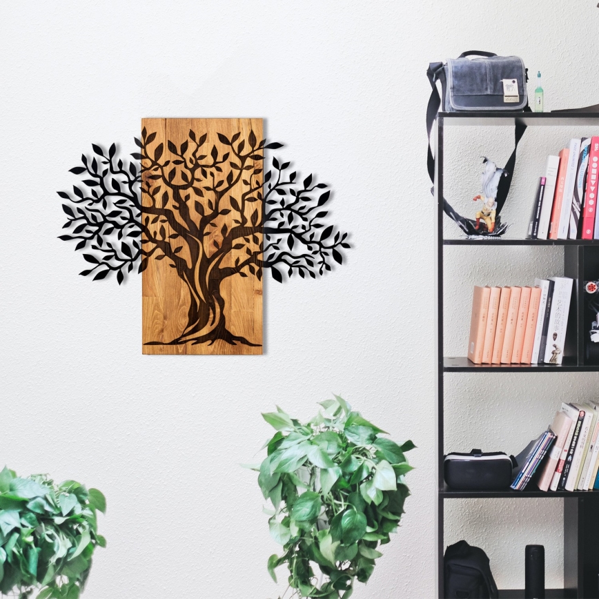 Wall decoration 72x58 cm tree wood/metal