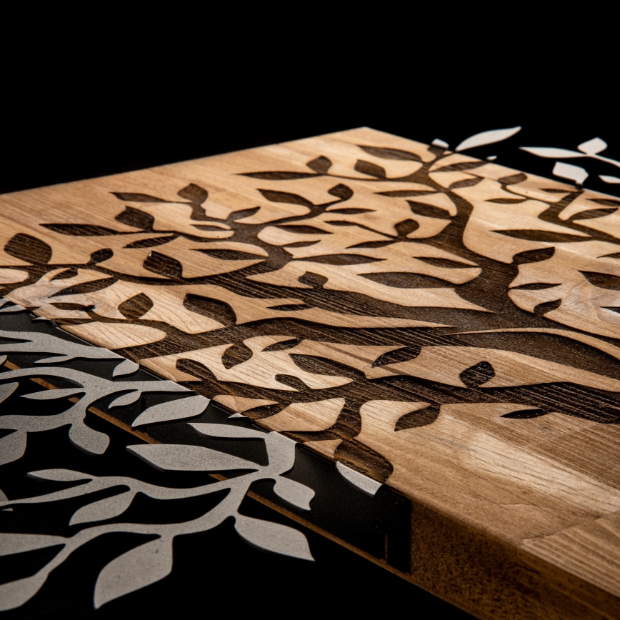 Wall decoration 72x58 cm tree wood/metal