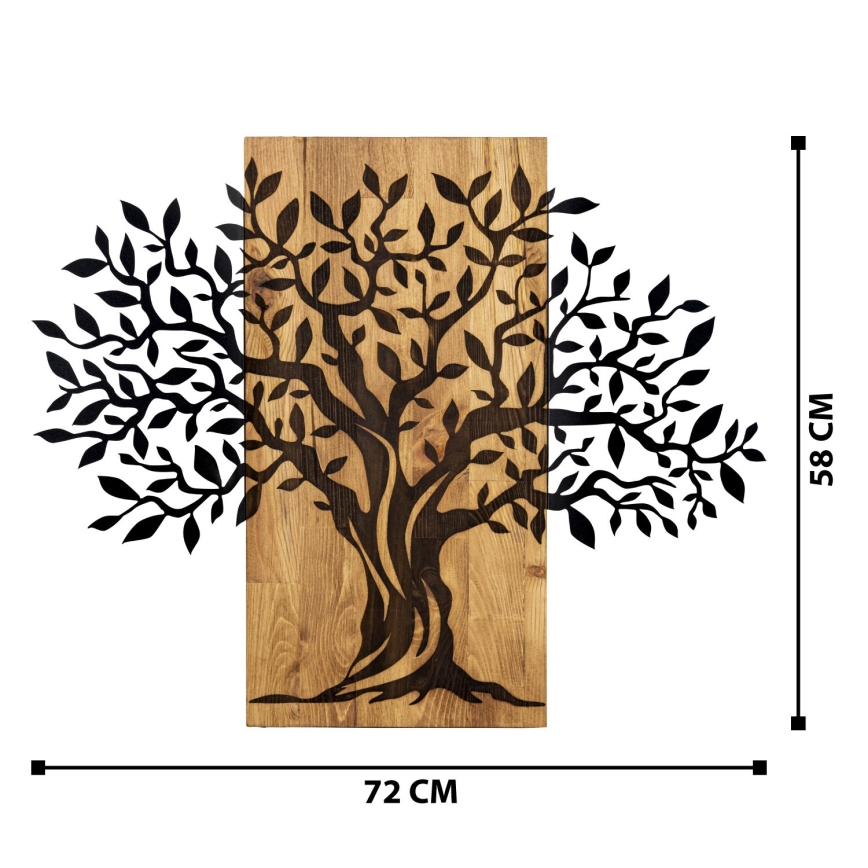 Wall decoration 72x58 cm tree wood/metal
