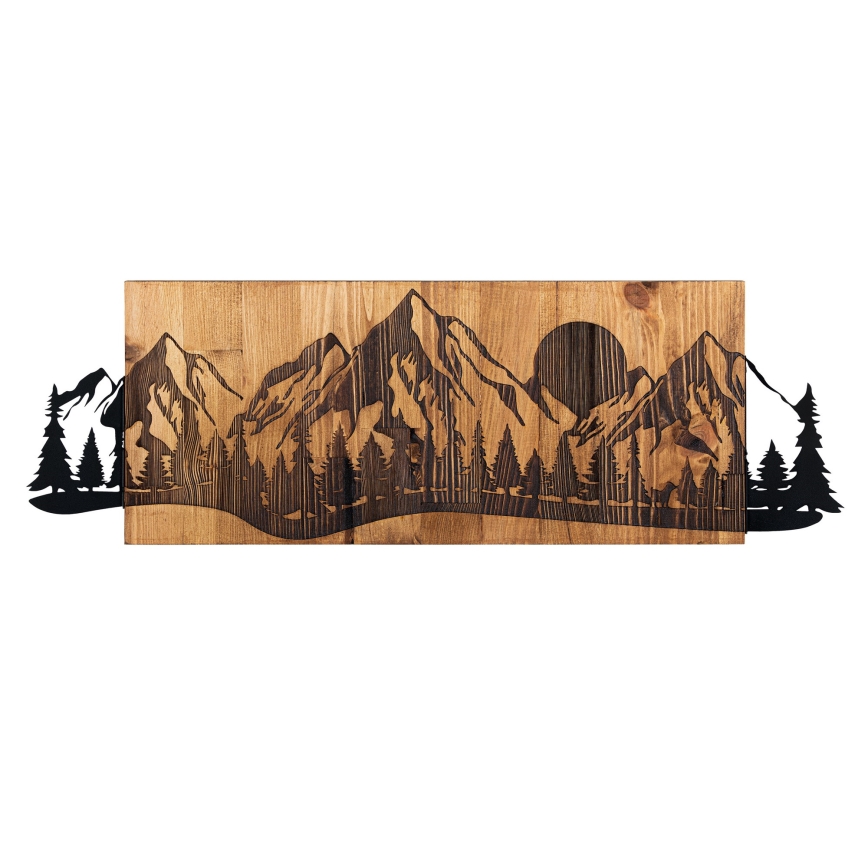 Wall decoration 75,5x24,5 cm mountains wood/metal