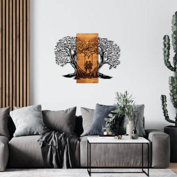 Wall decoration 76x58 cm trees wood/metal