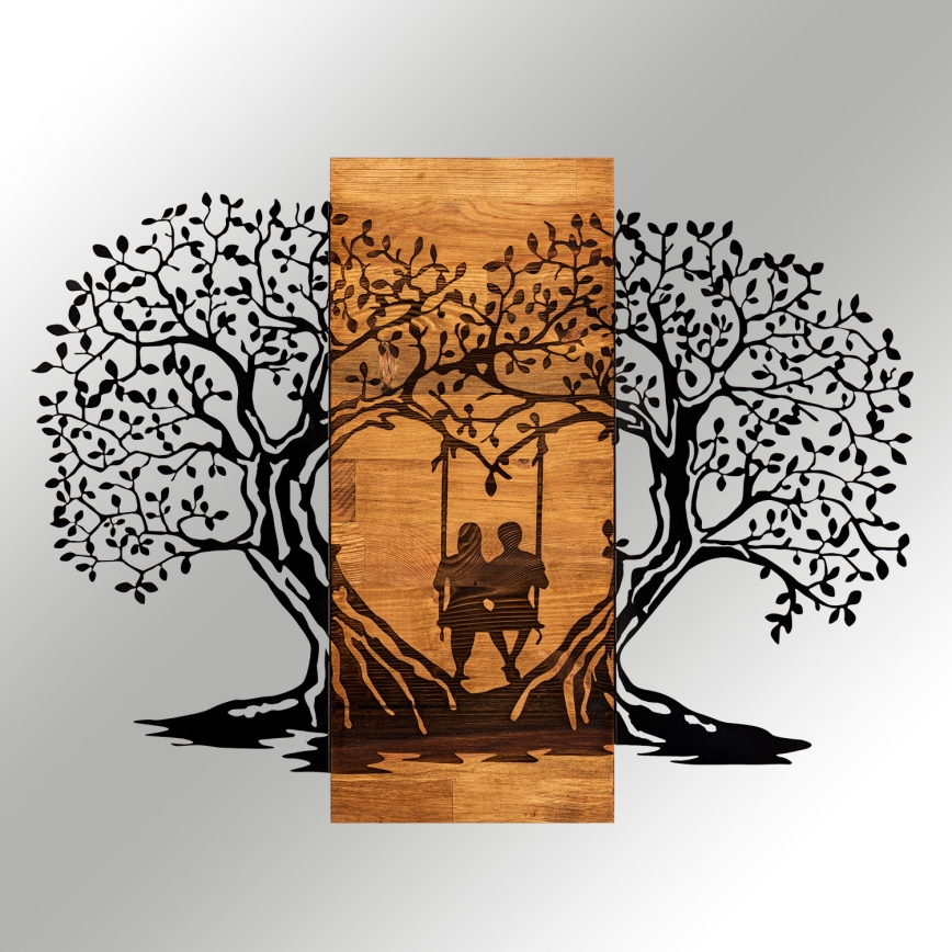 Wall decoration 76x58 cm trees wood/metal