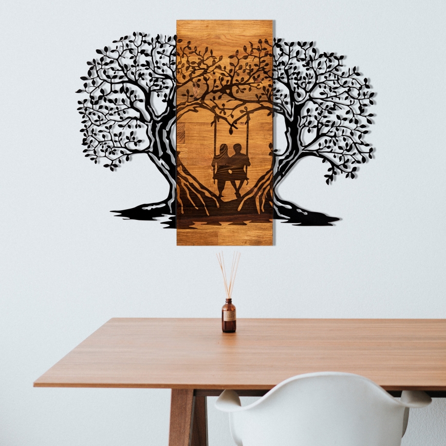 Wall decoration 76x58 cm trees wood/metal
