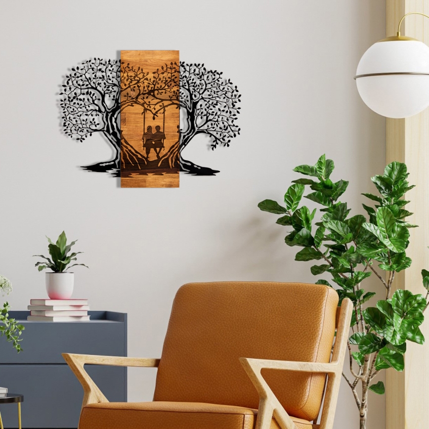 Wall decoration 76x58 cm trees wood/metal