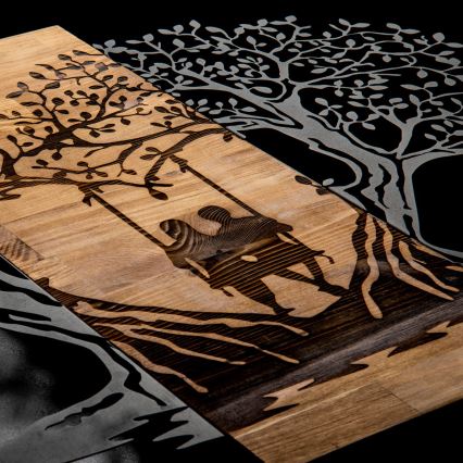 Wall decoration 76x58 cm trees wood/metal