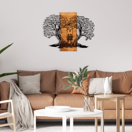 Wall decoration 76x58 cm trees wood/metal