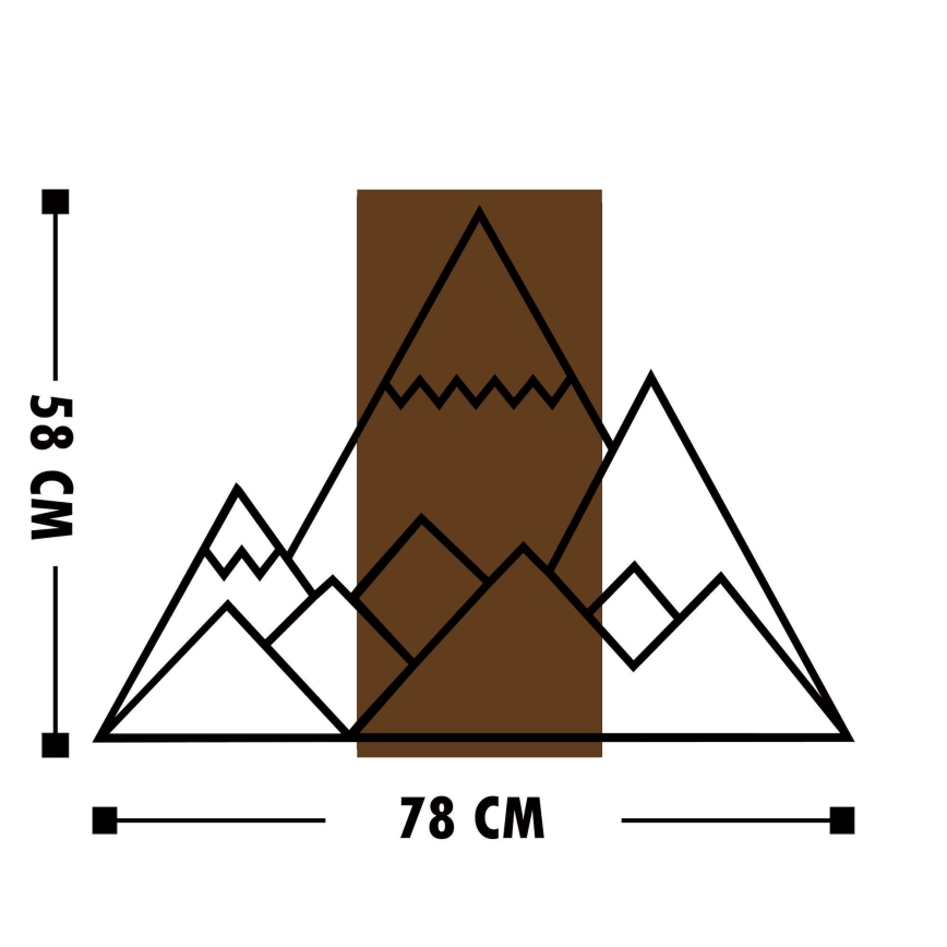 Wall decoration 78x58 cm mountains wood/metal