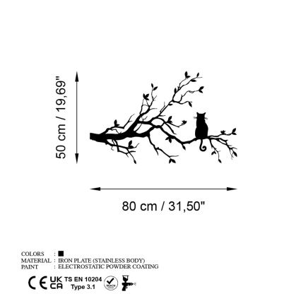 Wall decoration 80x50 cm branch metal