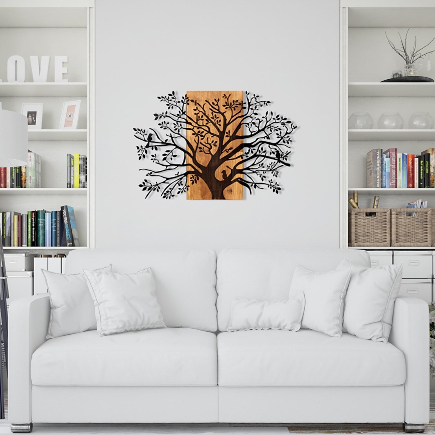 Wall decoration 85x58 cm tree wood/metal