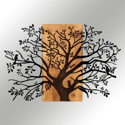 Wall decoration 85x58 cm tree wood/metal