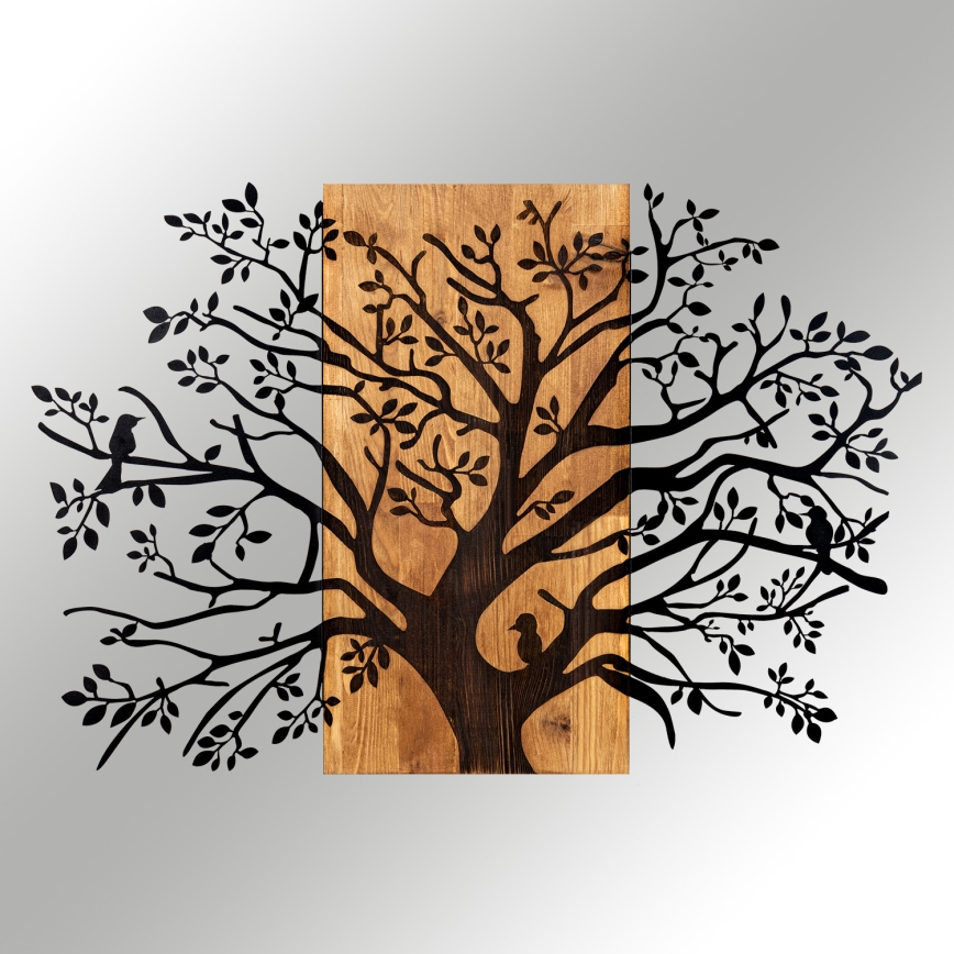 Wall decoration 85x58 cm tree wood/metal