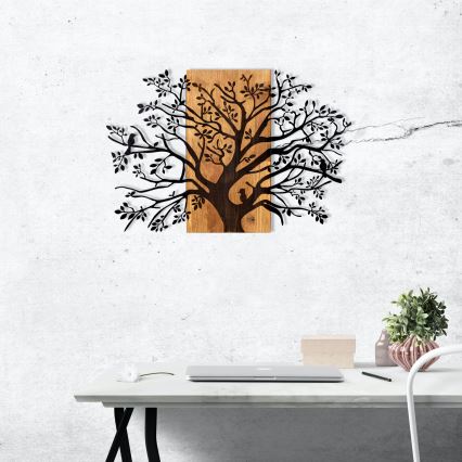 Wall decoration 85x58 cm tree wood/metal