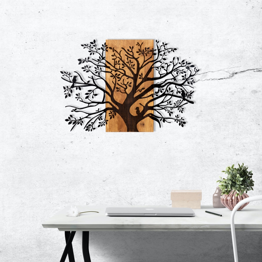 Wall decoration 85x58 cm tree wood/metal