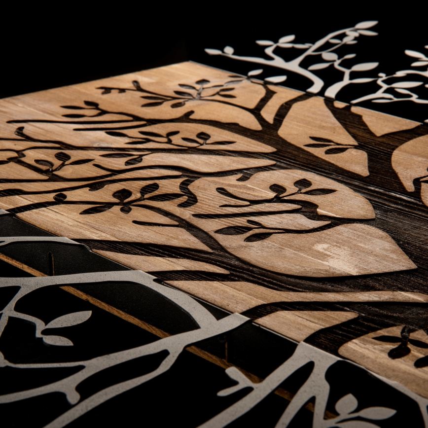 Wall decoration 85x58 cm tree wood/metal